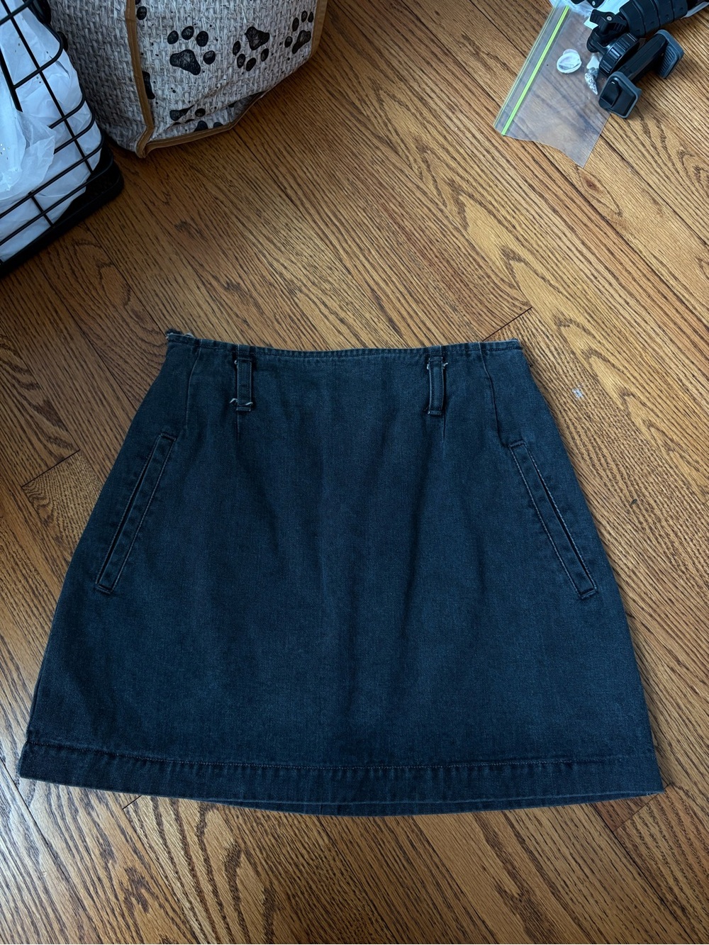 GUESS Black Denim/jean A-Line Mini Skirt